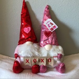 VALENTINES DAY Sequins Gnome Set Banner Plush